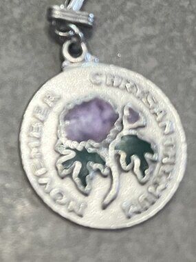 Vintage Chrysanthemum November Birth Flower Pendant/Charm In Sterling Silver